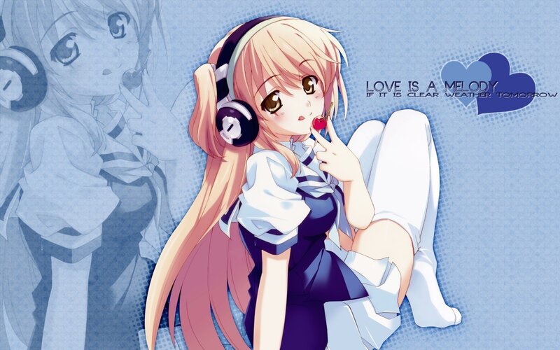 Anime girl with headphones