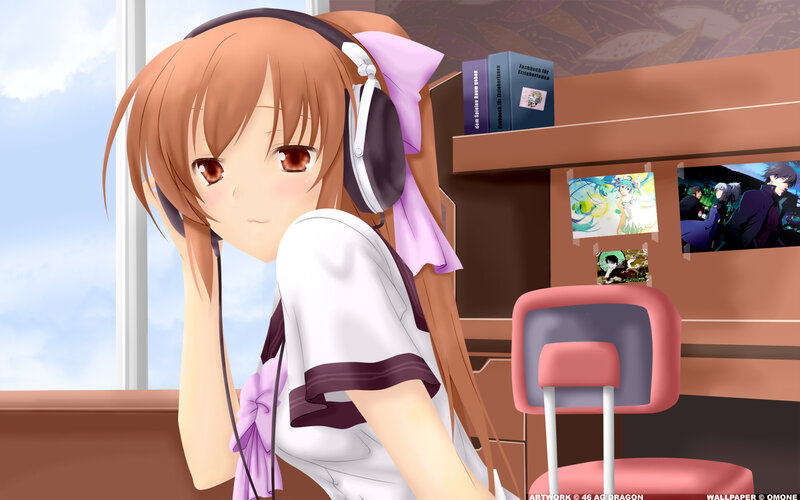 anime girl with headphones