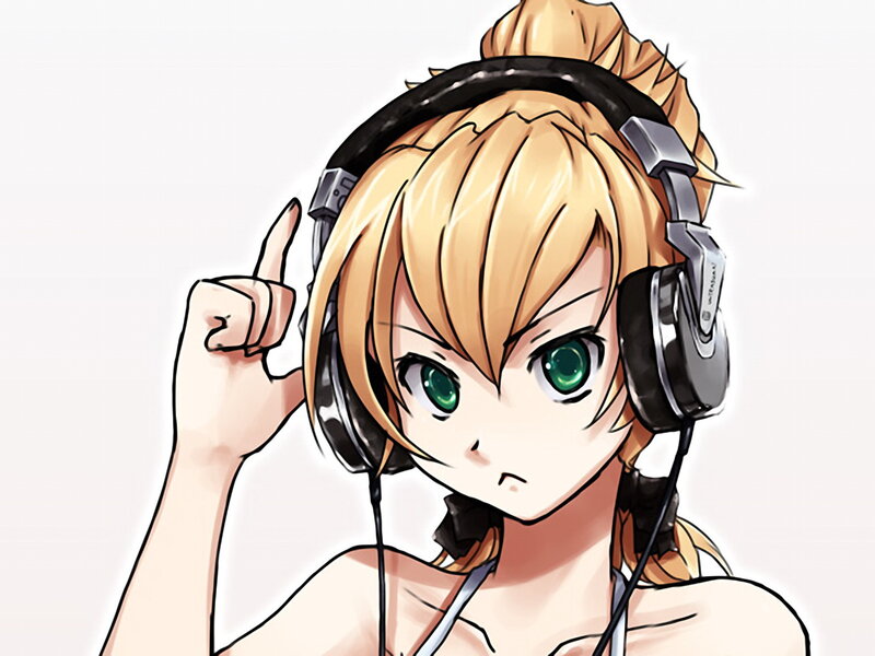 anime girl with headphones