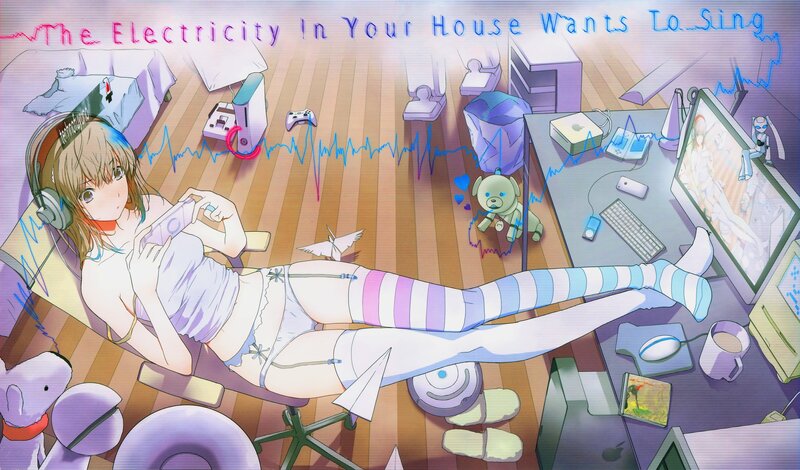 Anime girl with headphones
