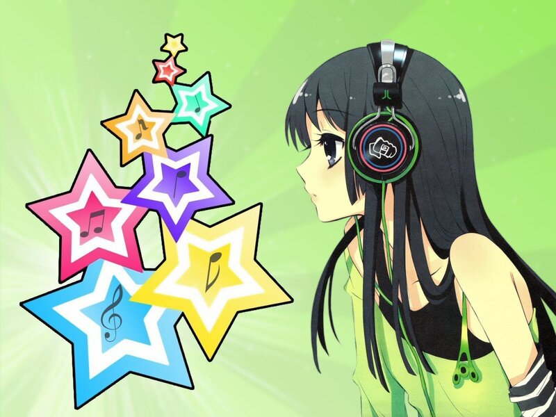 anime girl with headphones