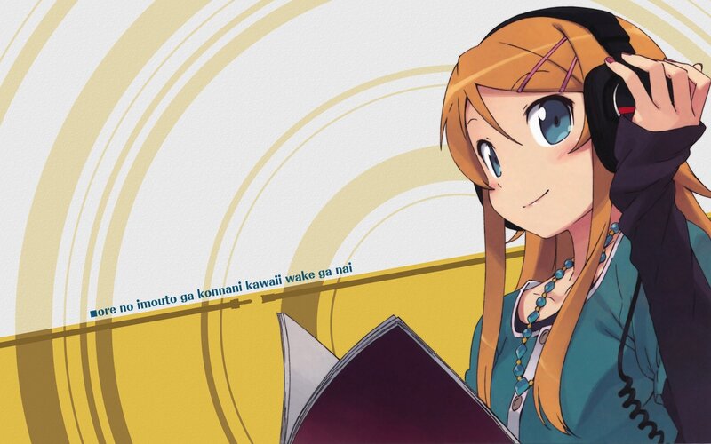 anime girl with headphones