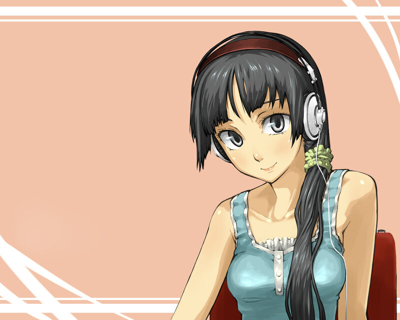 anime girl with headphones