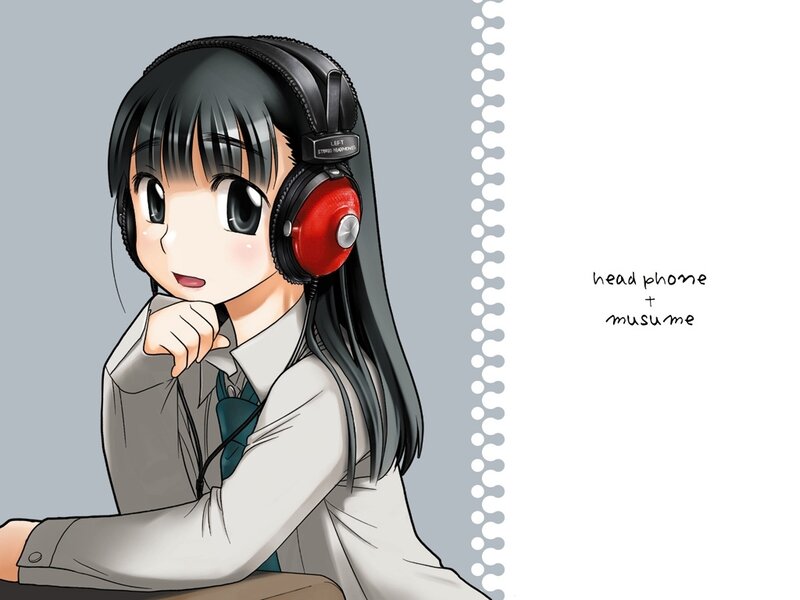anime girl with headphones