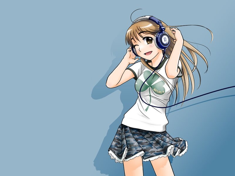 anime girl with headphones