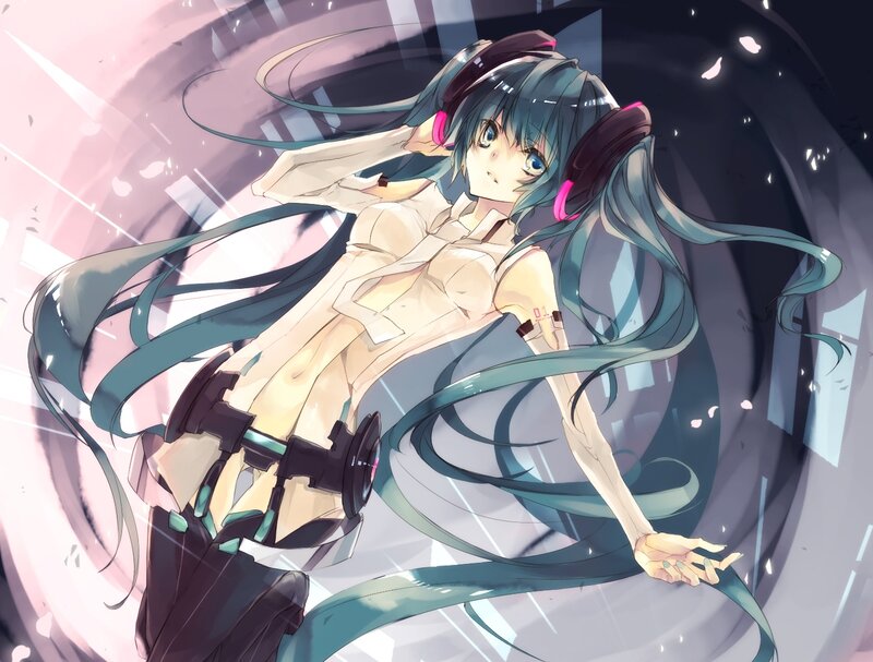 anime girl with headphones