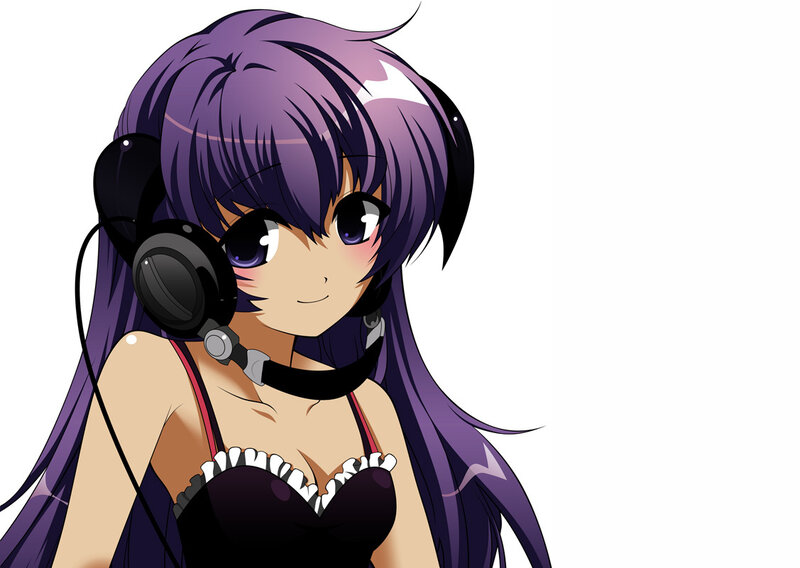 anime girl with headphones