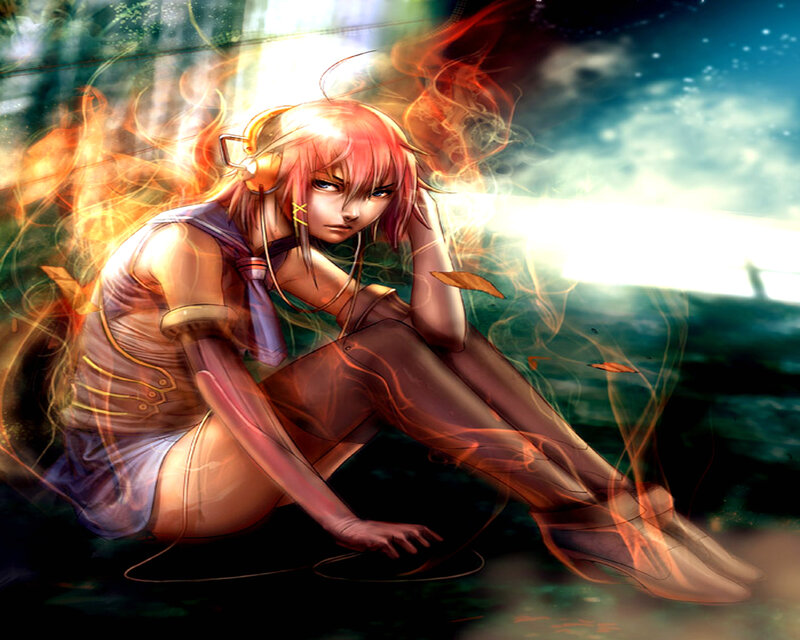 anime girl with headphones
