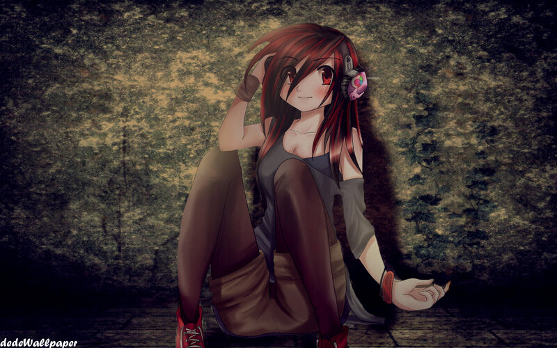 anime girl with headphones