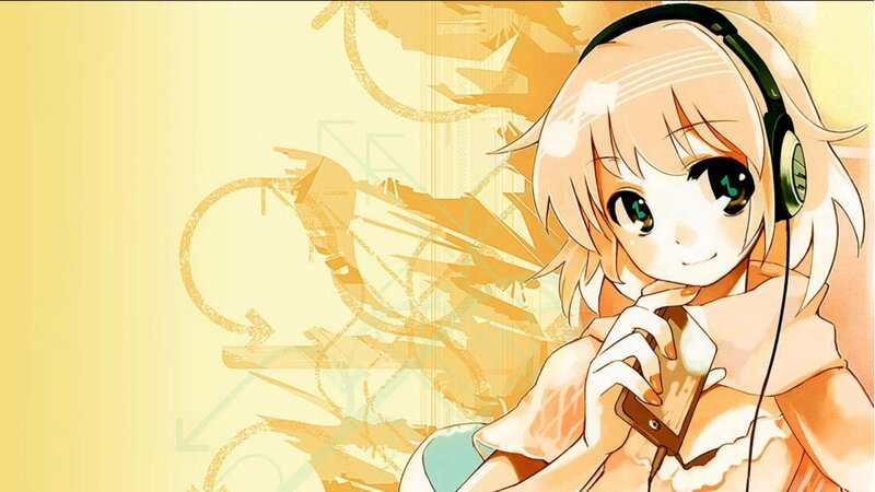 anime girl with headphones