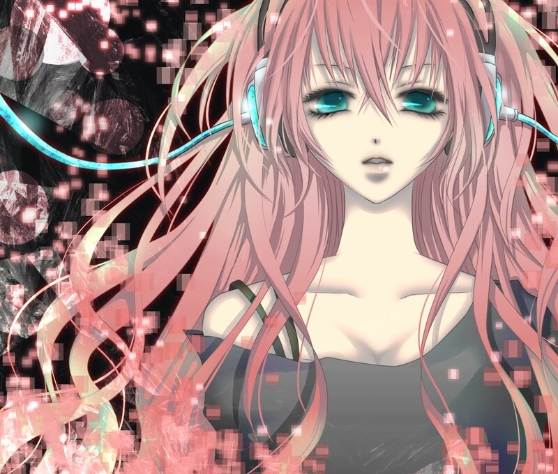 anime girl with headphones
