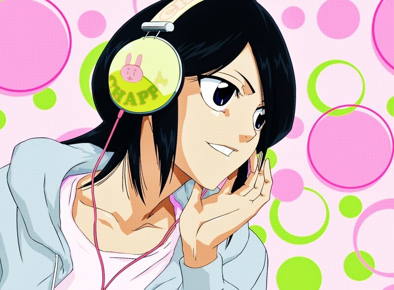 anime girl with headphones