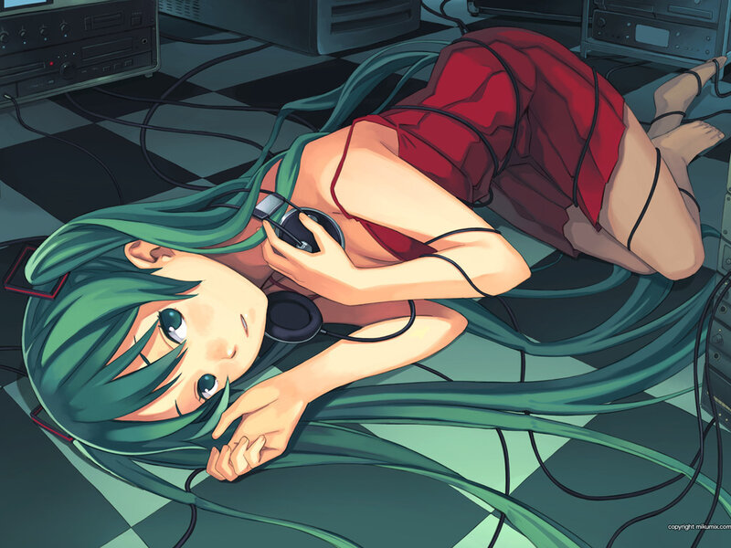 Anime girl with headphones
