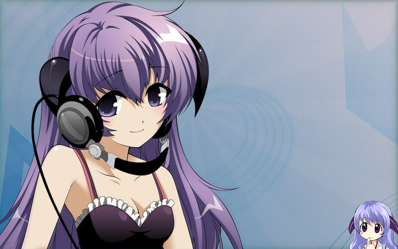 anime girl with headphones
