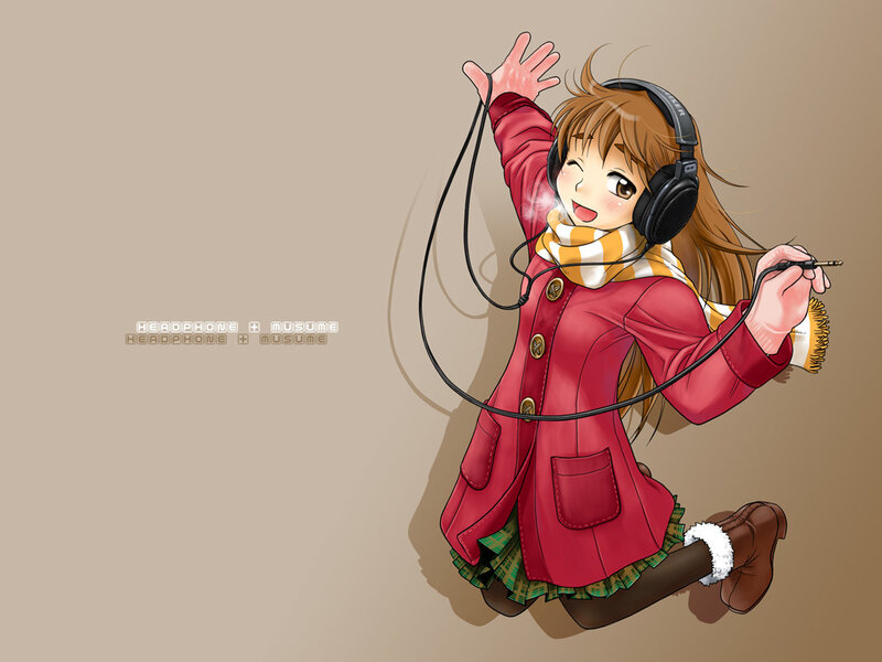 Anime girl with headphones