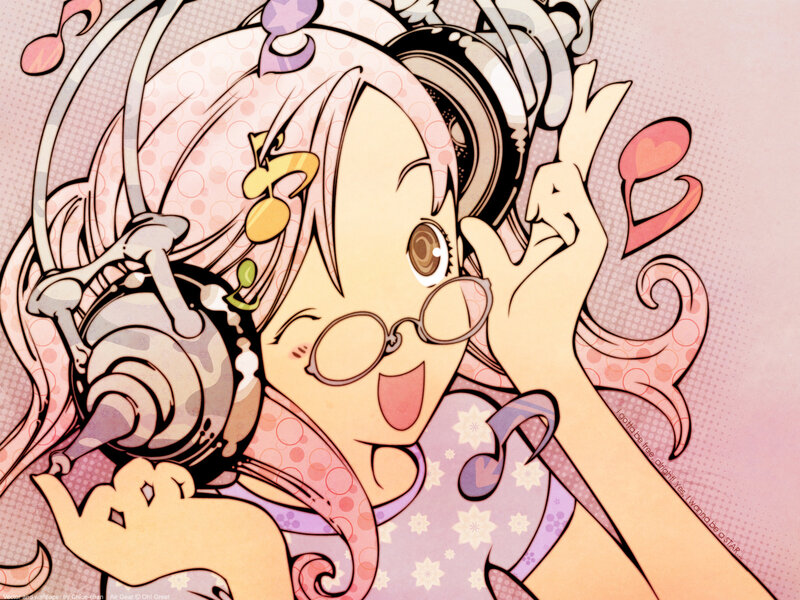 anime girl with headphones