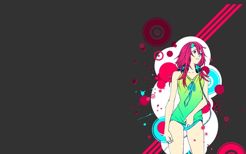 anime girl with headphones