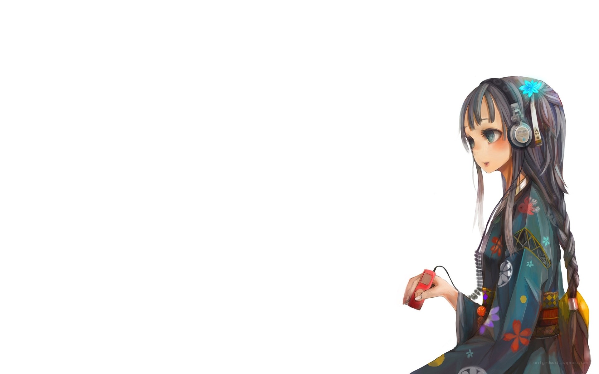 anime girl with headphones