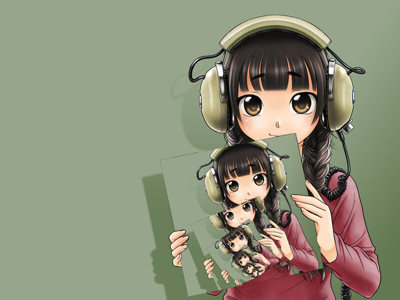 anime girl with headphones