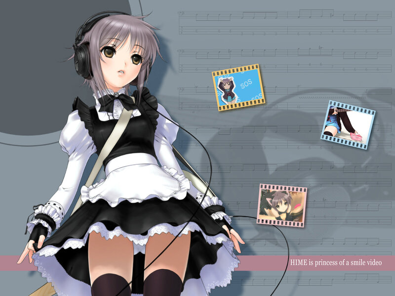 anime girl with headphones
