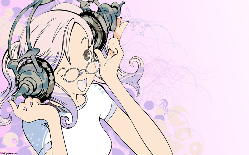 anime girl with headphones