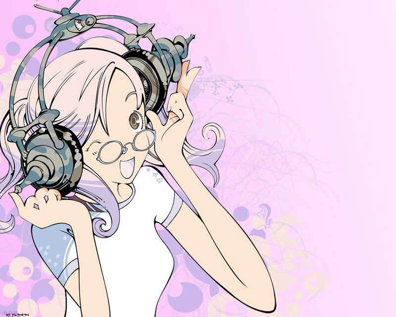 anime girl with headphones