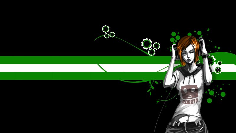anime girl with headphones