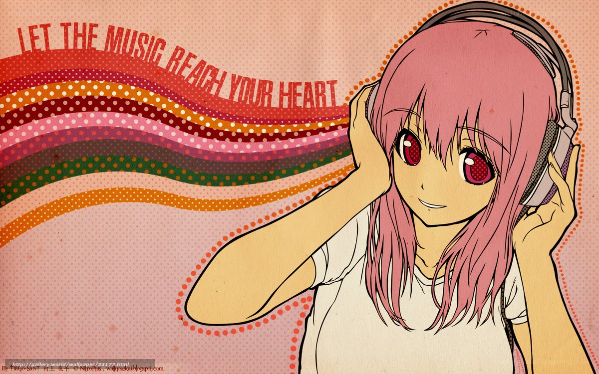Anime girl with headphones