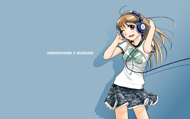 anime girl with headphones