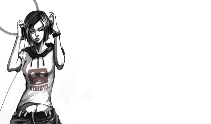 anime girl with headphones
