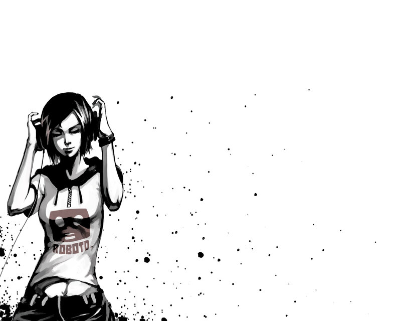 anime girl with headphones