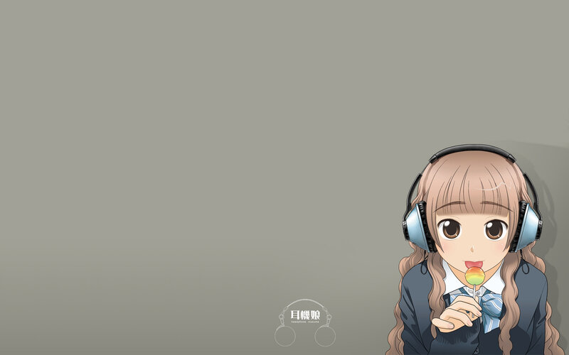 anime girl with headphones