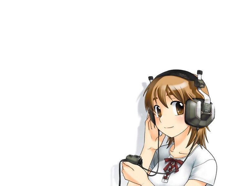 anime girl with headphones