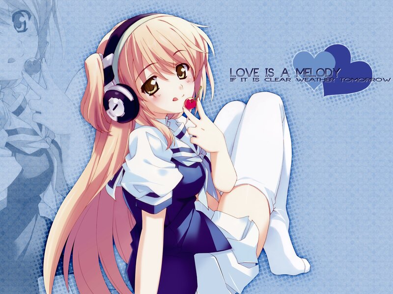 anime girl with headphones