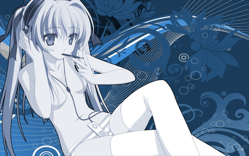 anime girl with headphones