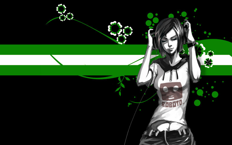 anime girl with headphones