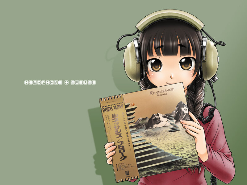 anime girl with headphones