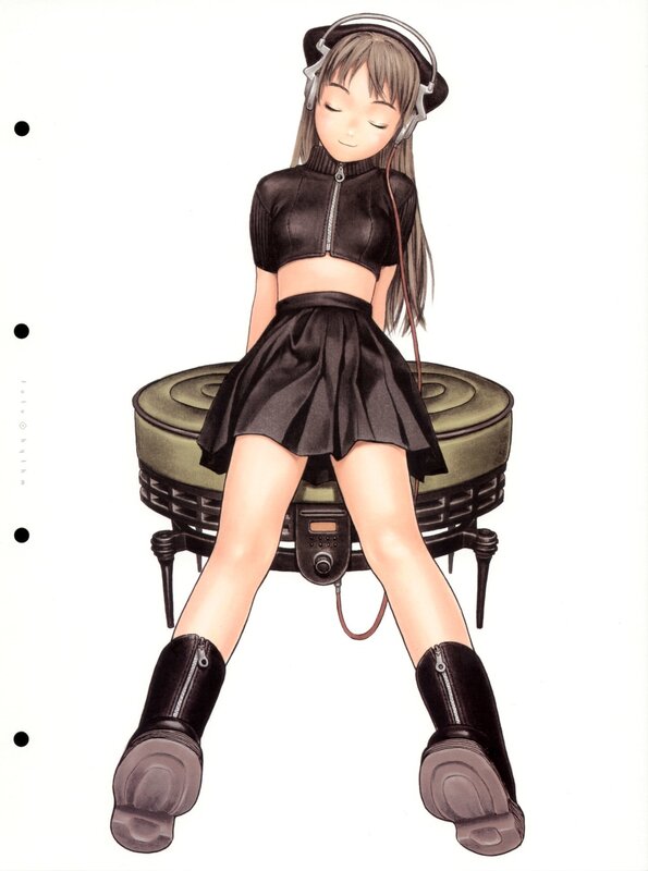 anime girl with headphones