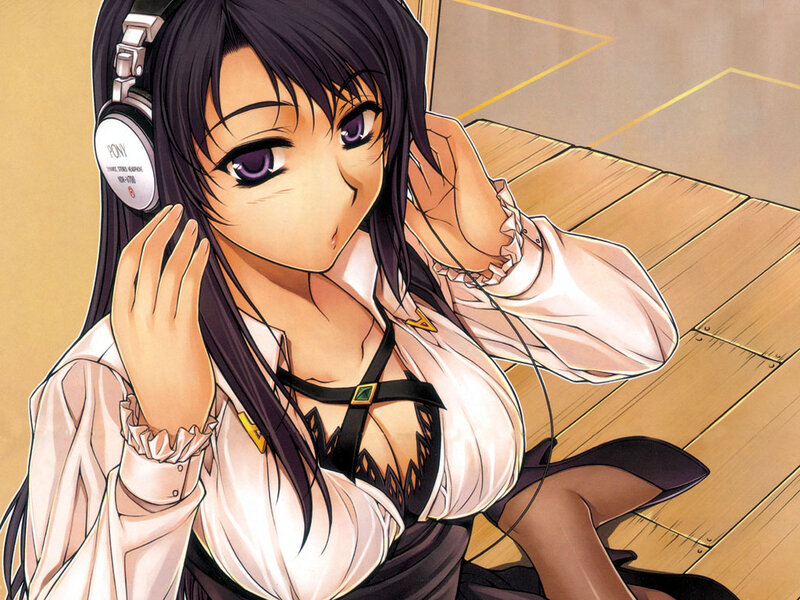 anime girl with headphones