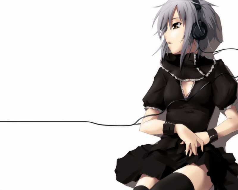 anime girl with headphones