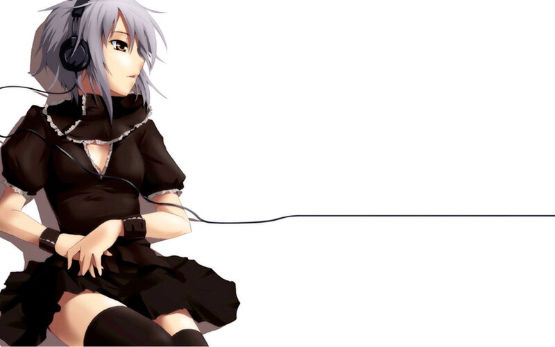 anime girl with headphones