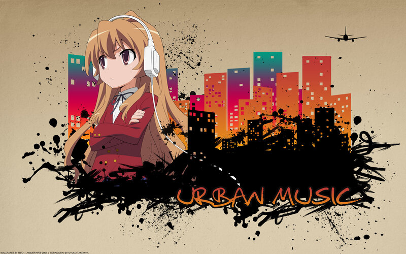Anime girl with headphones