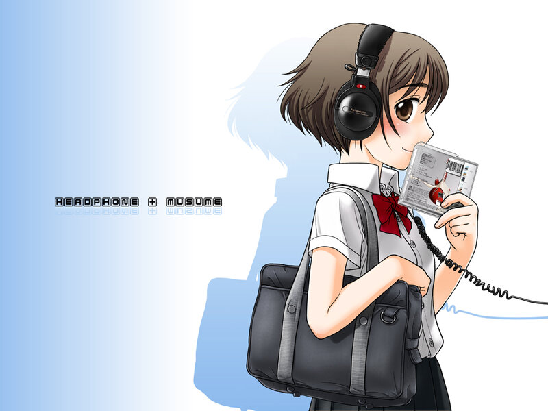 anime girl with headphones