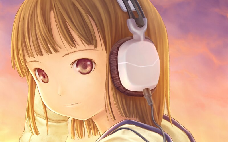 anime girl with headphones