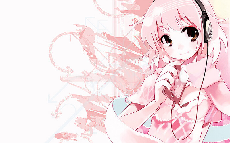 anime girl with headphones