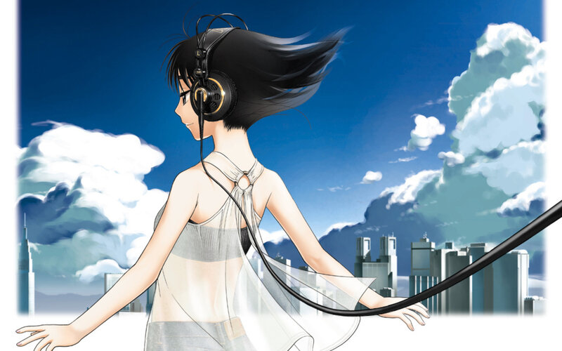 Anime girl with headphones