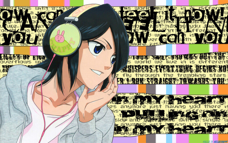 anime girl with headphones