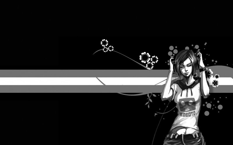 anime girl with headphones