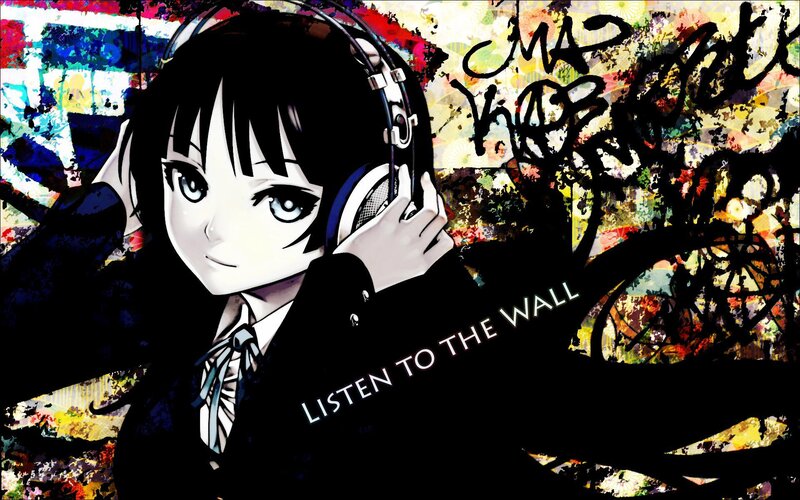 anime girl with headphones