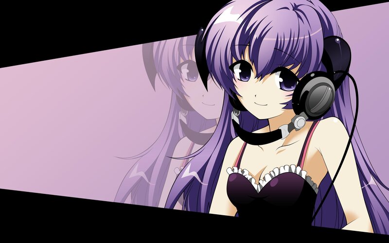 anime girl with headphones